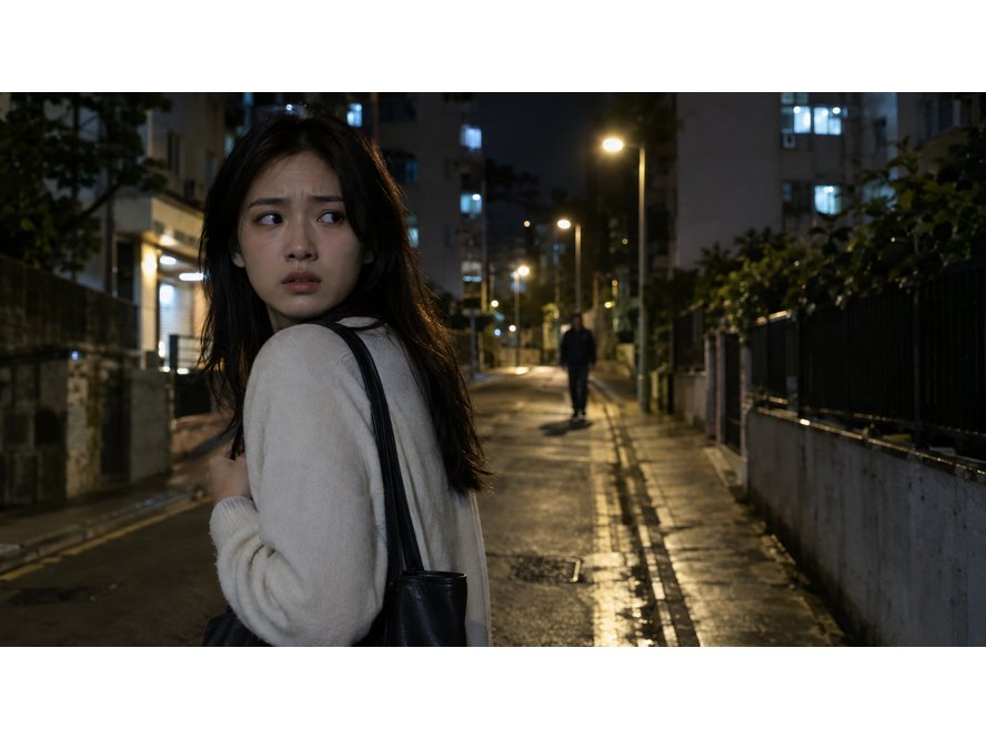 女士夜歸時回頭留意身後有冇人跟蹤