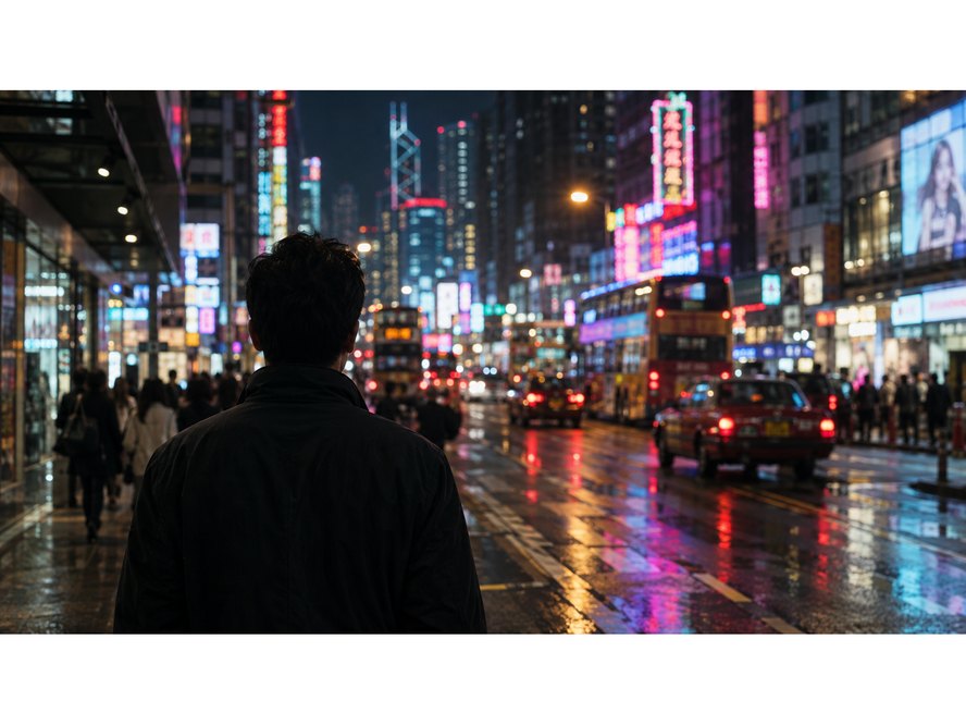 私家偵探喺香港街頭夜間觀察