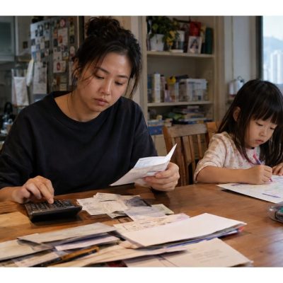 單親家長喺屋企整理贍養費單據